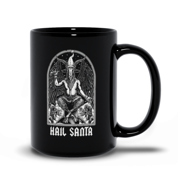 Hail Santa Baphomet Black Mug